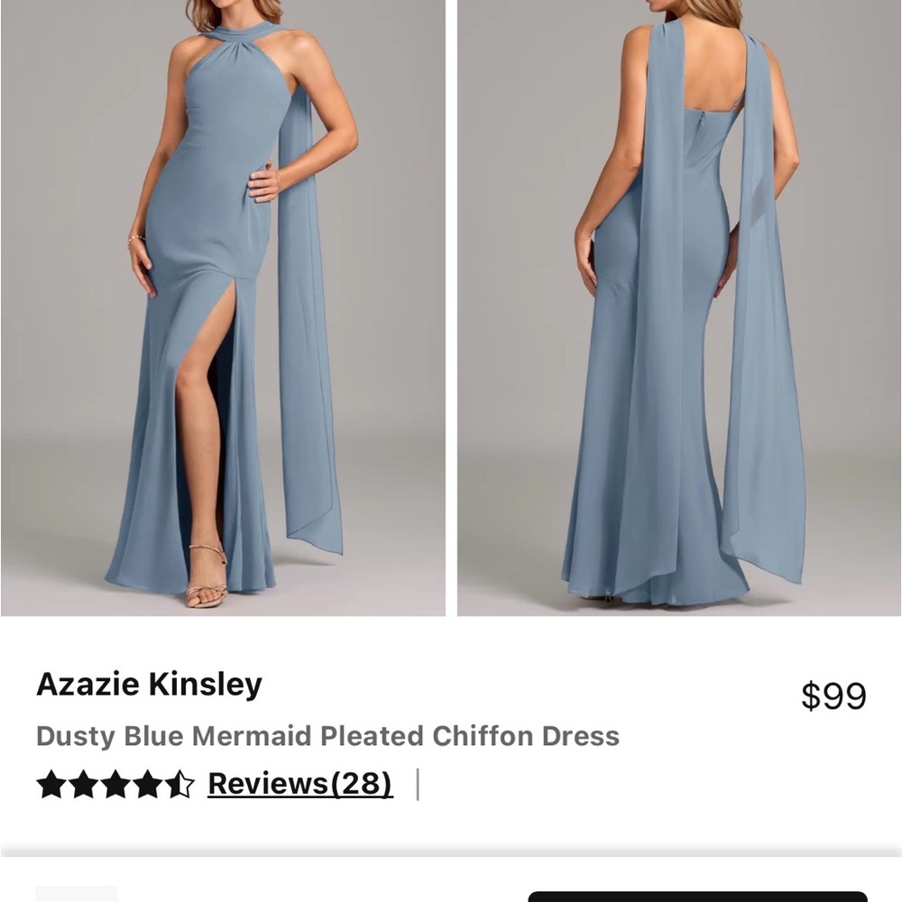 Azazie Kinsley Dusty Blue Dress
